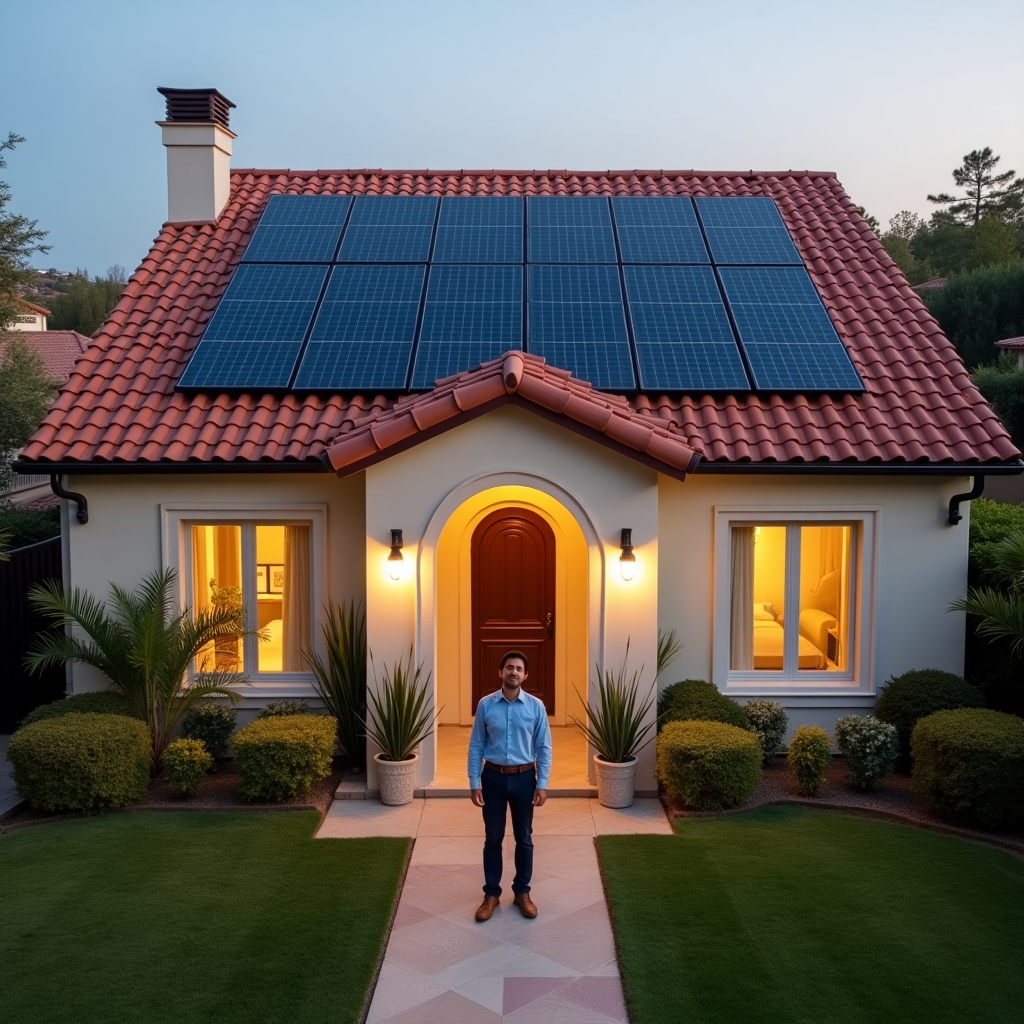 Paneles solares instalados en un tejado residencial